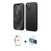 MARSİLYAN™- iPhone 14 Kılıf Kozmos Yansıma Özel Seri - Siyah 3D Antistatik Cam Ekran Koruyucu + Shine Kamera Lens - GS