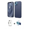 MARSİLYAN™- iPhone 14 Kılıf Kozmos Yansıma Özel Seri - Siyah 3D Antistatik Cam Ekran Koruyucu + Shine Kamera Lens - GS