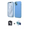 MARSİLYAN™- iPhone 14 Kılıf Kozmos Yansıma Özel Seri - Siyah 3D Antistatik Cam Ekran Koruyucu + PVD Metal Kamera Lens - SH