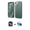 MARSİLYAN™- iPhone 14 Kılıf Kozmos Yansıma Özel Seri - Siyah 3D Antistatik Cam Ekran Koruyucu + PVD Metal Kamera Lens - SH