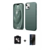 MARSİLYAN™- iPhone 14 Kılıf Kozmos Yansıma Özel Seri - Siyah 3D Antistatik Hayalet Cam Ekran Koruyucu + PVD Metal Kamera Lens - TU