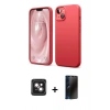 MARSİLYAN™- iPhone 14 Kılıf Kozmos Yansıma Özel Seri - Siyah 3D Antistatik Hayalet Cam Ekran Koruyucu + PVD Metal Kamera Lens - PE