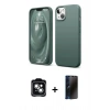 MARSİLYAN™- iPhone 14 Kılıf Kozmos Yansıma Özel Seri - Siyah 3D Antistatik Hayalet Cam Ekran Koruyucu + PVD Metal Kamera Lens - YL