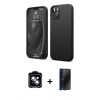 MARSİLYAN™- iPhone 14 Kılıf Kozmos Yansıma Özel Seri - Siyah 3D Antistatik Hayalet Cam Ekran Koruyucu + PVD Metal Kamera Lens - MI