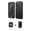 MARSİLYAN™- iPhone 14 Kılıf Kozmos Yansıma Özel Seri - Siyah 3D Antistatik Hayalet Cam Ekran Koruyucu + PVD Metal Kamera Lens - YL