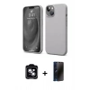 MARSİLYAN™- iPhone 14 Kılıf Kozmos Yansıma Özel Seri - Siyah 3D Antistatik Hayalet Cam Ekran Koruyucu + PVD Metal Kamera Lens - MI