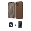 MARSİLYAN™- iPhone 14 Kılıf Kozmos Yansıma Özel Seri - Siyah 3D Antistatik Hayalet Cam Ekran Koruyucu + PVD Metal Kamera Lens - SH