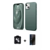 MARSİLYAN™- iPhone 14 Kılıf Kozmos Yansıma Özel Seri - Siyah 3D Antistatik Hayalet Cam Ekran Koruyucu + PVD Metal Kamera Lens - MI