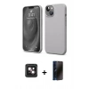 MARSİLYAN™- iPhone 14 Kılıf Kozmos Yansıma Özel Seri - Siyah 3D Antistatik Hayalet Cam Ekran Koruyucu + PVD Metal Kamera Lens - PE