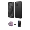 MARSİLYAN™- iPhone 14 Kılıf Kozmos Yansıma Özel Seri - Siyah 3D Antistatik Hayalet Cam Ekran Koruyucu + Raze Metal Kamera Lens - MR