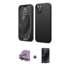 MARSİLYAN™- iPhone 14 Kılıf Kozmos Yansıma Özel Seri - Siyah 3D Antistatik Hayalet Cam Ekran Koruyucu + Raze Metal Kamera Lens - GS