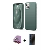 MARSİLYAN™- iPhone 14 Kılıf Kozmos Yansıma Özel Seri - Siyah 3D Antistatik Hayalet Cam Ekran Koruyucu + Raze Metal Kamera Lens - KI