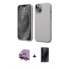 MARSİLYAN™- iPhone 14 Kılıf Kozmos Yansıma Özel Seri - Siyah 3D Antistatik Hayalet Cam Ekran Koruyucu + Raze Metal Kamera Lens - KI