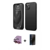 MARSİLYAN™- iPhone 14 Kılıf Kozmos Yansıma Özel Seri - Siyah 3D Antistatik Hayalet Cam Ekran Koruyucu + Raze Metal Kamera Lens - KI