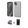 MARSİLYAN™- iPhone 14 Kılıf Kozmos Yansıma Özel Seri - Siyah 3D Antistatik Hayalet Cam Ekran Koruyucu + Raze Metal Kamera Lens - SH