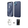 MARSİLYAN™- iPhone 14 Kılıf Kozmos Yansıma Özel Seri - Siyah 3D Antistatik Hayalet Cam Ekran Koruyucu + Shine Kamera Lens - GD
