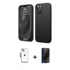 MARSİLYAN™- iPhone 14 Kılıf Kozmos Yansıma Özel Seri - Siyah 3D Antistatik Hayalet Cam Ekran Koruyucu + Shine Kamera Lens - GS