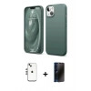 MARSİLYAN™- iPhone 14 Kılıf Kozmos Yansıma Özel Seri - Siyah 3D Antistatik Hayalet Cam Ekran Koruyucu + Shine Kamera Lens - GS
