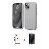 MARSİLYAN™- iPhone 14 Kılıf Kozmos Yansıma Özel Seri - Siyah 3D Antistatik Hayalet Cam Ekran Koruyucu + Shine Kamera Lens - KI