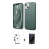MARSİLYAN™- iPhone 14 Kılıf Kozmos Yansıma Özel Seri - Siyah 3D Antistatik Hayalet Cam Ekran Koruyucu + Shine Kamera Lens - KI