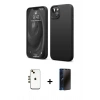 MARSİLYAN™- iPhone 14 Kılıf Kozmos Yansıma Özel Seri - Siyah 3D Antistatik Hayalet Cam Ekran Koruyucu + Shine Kamera Lens - GD