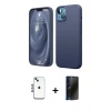 MARSİLYAN™- iPhone 14 Kılıf Kozmos Yansıma Özel Seri - Siyah 3D Antistatik Hayalet Cam Ekran Koruyucu + Shine Kamera Lens - MI