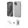 MARSİLYAN™- iPhone 14 Kılıf Kozmos Yansıma Özel Seri - Siyah Bilvis 3D Cam Ekran Koruyucu + Diamond Kamera Lens - PE