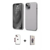 MARSİLYAN™- iPhone 14 Kılıf Kozmos Yansıma Özel Seri - Siyah Bilvis 3D Cam Ekran Koruyucu + Shine Kamera Lens - KI