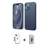 MARSİLYAN™- iPhone 14 Kılıf Kozmos Yansıma Özel Seri - Siyah Bilvis 3D Cam Ekran Koruyucu + Shine Kamera Lens - YL