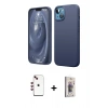 MARSİLYAN™- iPhone 14 Kılıf Kozmos Yansıma Özel Seri - Siyah Bilvis 3D Cam Ekran Koruyucu + Shine Kamera Lens - KI
