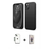 MARSİLYAN™- iPhone 14 Kılıf Kozmos Yansıma Özel Seri - Siyah Bilvis 3D Cam Ekran Koruyucu + Shine Kamera Lens - YL