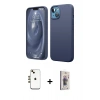 MARSİLYAN™- iPhone 14 Kılıf Kozmos Yansıma Özel Seri - Siyah Bilvis 3D Cam Ekran Koruyucu + Shine Kamera Lens - GD