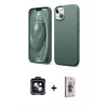 MARSİLYAN™- iPhone 14 Kılıf Kozmos Yansıma Özel Seri - Siyah Bilvis 3D Cam Ekran Koruyucu + PVD Metal Kamera Lens - SH