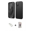 MARSİLYAN™- iPhone 14 Kılıf Kozmos Yansıma Özel Seri - Siyah Bilvis 3D Cam Ekran Koruyucu + Diamond Kamera Lens - YL