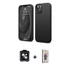 MARSİLYAN™- iPhone 14 Kılıf Kozmos Yansıma Özel Seri - Siyah Bilvis 3D Cam Ekran Koruyucu + PVD Metal Kamera Lens - YL