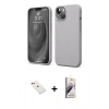 MARSİLYAN™- iPhone 14 Kılıf Kozmos Yansıma Özel Seri - Siyah Bilvis 3D Mat Cam Ekran Koruyucu + Diamond Kamera Lens - KI