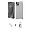 MARSİLYAN™- iPhone 14 Kılıf Kozmos Yansıma Özel Seri - Siyah Bilvis 3D Mat Cam Ekran Koruyucu + Diamond Kamera Lens - SABE