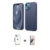 MARSİLYAN™- iPhone 14 Kılıf Kozmos Yansıma Özel Seri - Siyah Bilvis 3D Mat Cam Ekran Koruyucu + Shine Kamera Lens - GI