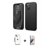 MARSİLYAN™- iPhone 14 Kılıf Kozmos Yansıma Özel Seri - Siyah Bilvis 3D Mat Cam Ekran Koruyucu + Shine Kamera Lens - GI