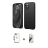 MARSİLYAN™- iPhone 14 Kılıf Kozmos Yansıma Özel Seri - Siyah Bilvis 3D Mat Cam Ekran Koruyucu + Shine Kamera Lens - GD