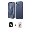 MARSİLYAN™- iPhone 14 Kılıf Kozmos Yansıma Özel Seri - Siyah Bilvis 3D Mat Cam Ekran Koruyucu + PVD Metal Kamera Lens - GS
