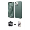 MARSİLYAN™- iPhone 14 Kılıf Kozmos Yansıma Özel Seri - Siyah Bilvis 3D Mat Cam Ekran Koruyucu + PVD Metal Kamera Lens - GS