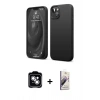 MARSİLYAN™- iPhone 14 Kılıf Kozmos Yansıma Özel Seri - Siyah Bilvis 3D Mat Cam Ekran Koruyucu + PVD Metal Kamera Lens - GS