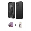 MARSİLYAN™- iPhone 14 Kılıf Kozmos Yansıma Özel Seri - Siyah Bilvis 3D Mat Cam Ekran Koruyucu + Raze Metal Kamera Lens - KI