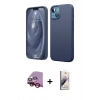 MARSİLYAN™- iPhone 14 Kılıf Kozmos Yansıma Özel Seri - Siyah Bilvis 3D Mat Cam Ekran Koruyucu + Raze Metal Kamera Lens - KI