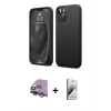 MARSİLYAN™- iPhone 14 Kılıf Kozmos Yansıma Özel Seri - Siyah Bilvis 3D Mat Cam Ekran Koruyucu + Mor Raze Metal Kamera Lens