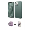 MARSİLYAN™- iPhone 14 Kılıf Kozmos Yansıma Özel Seri - Siyah Bilvis 3D Mat Cam Ekran Koruyucu + Mor Raze Metal Kamera Lens
