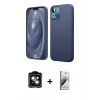 MARSİLYAN™- iPhone 14 Kılıf Kozmos Yansıma Özel Seri - Siyah Bilvis 3D Mat Cam Ekran Koruyucu + PVD Metal Kamera Lens - YL
