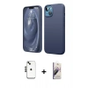 MARSİLYAN™- iPhone 14 Kılıf Kozmos Yansıma Özel Seri - Siyah Bilvis 3D Mat Cam Ekran Koruyucu + Shine Kamera Lens - SH