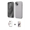 MARSİLYAN™- iPhone 14 Kılıf Kozmos Yansıma Özel Seri - Siyah Bilvis 3D Mat Cam Ekran Koruyucu + Shine Kamera Lens - KI